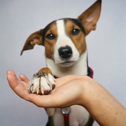A dog's paw having its nails trimmed